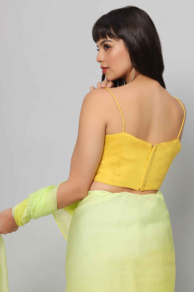 Liza Multi-Shaded Yellow Soft Organza One Minute Saree