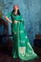 Ghazal Emerald Green Pure Satin Handloom Weaving Ready to Wear Saree