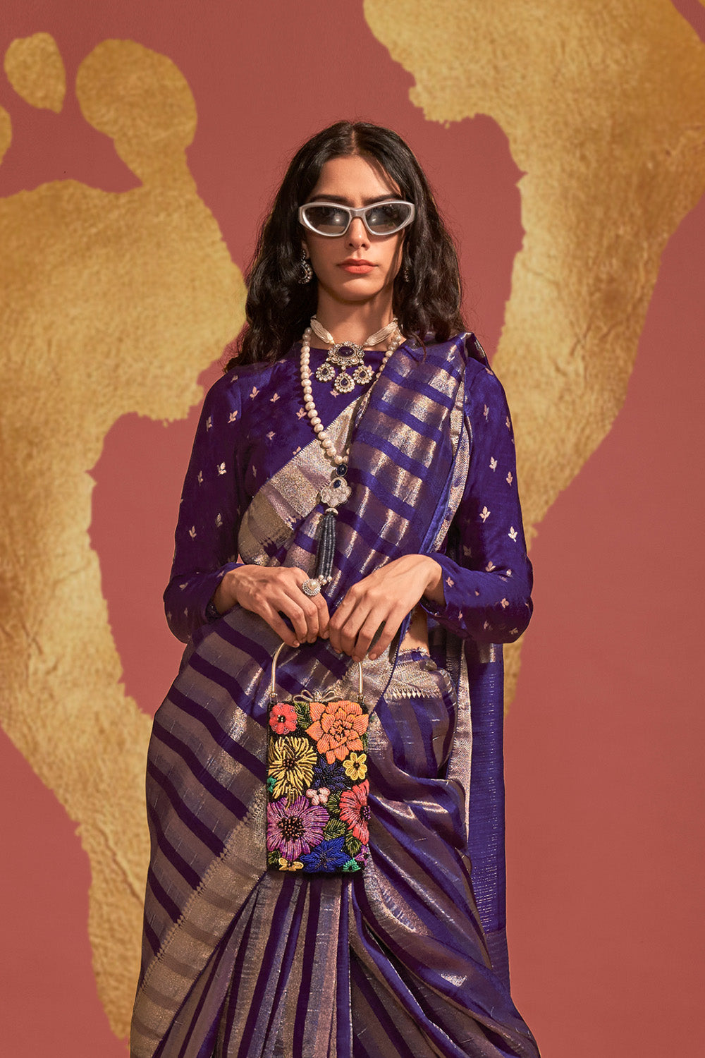 Jada Purple Viscose  Woven Ready to Wear One Minute Saree