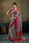 Bea Red & Black Modal Satin Ajrakh Print Ready to Wear Saree