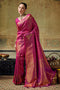 Azalea Magenta Pink Handloom Silk Zari Woven Designer Ready to Wear Saree