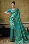 Azalea Turquoise Blue Handloom Silk Zari Woven Designer Ready to Wear Saree