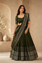 Alissa Mehendi Crepe Zari Embroidered Ready to Wear Lehenga Saree