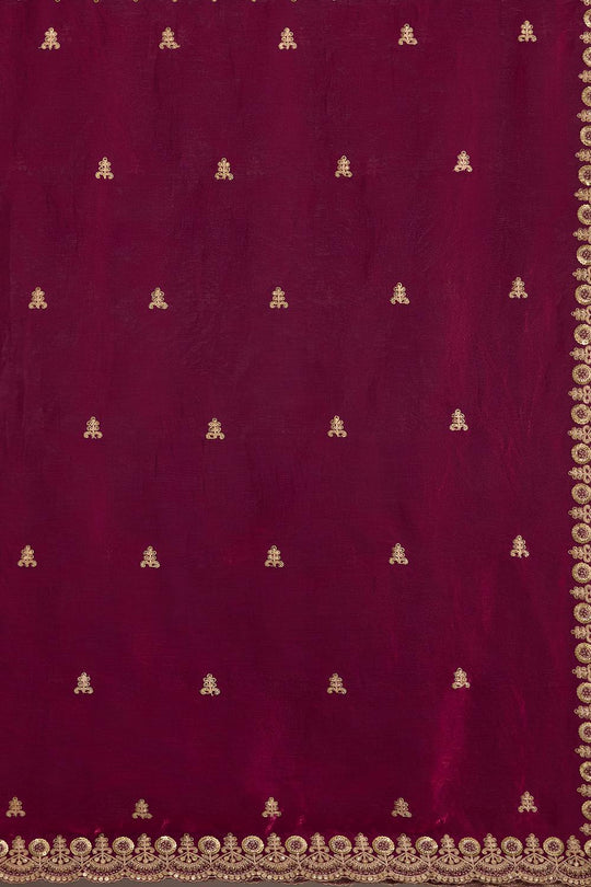 Mumtaz Maroon Tissue Gold Embroidered Ready to Wear Saree