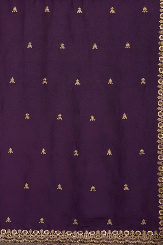 Mumtaz Purple Tissue Gold Embroidered Ready to Wear Saree