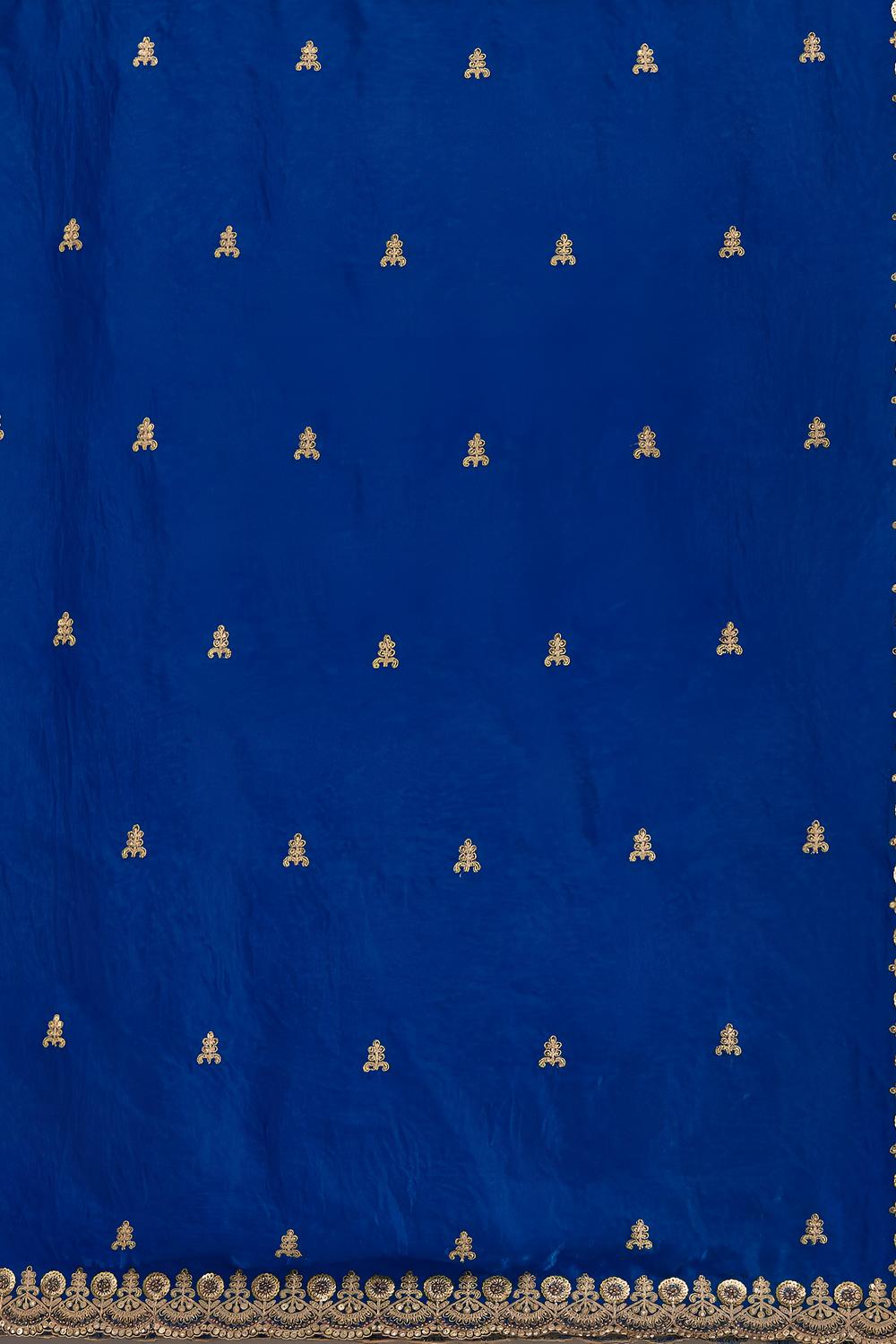 Mumtaz Royal Blue Tissue Gold Embroidered Ready to Wear Saree