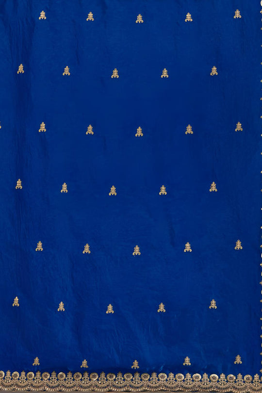 Mumtaz Royal Blue Tissue Gold Embroidered Ready to Wear Saree