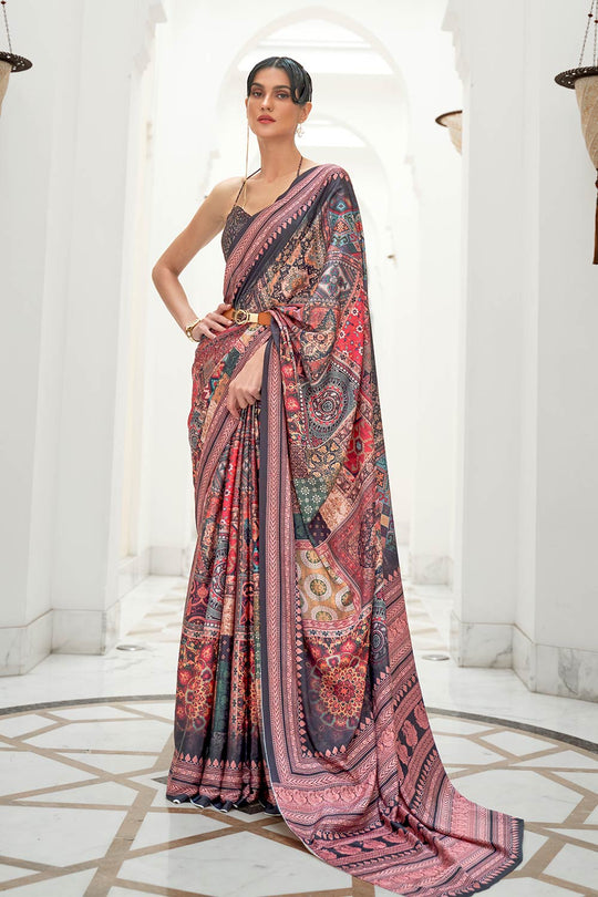 Kari Multi-Color Printed Silk One Minute Saree