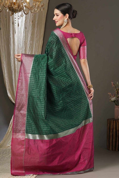 Aura Green & Magenta Silk Jacquard One Minute Saree