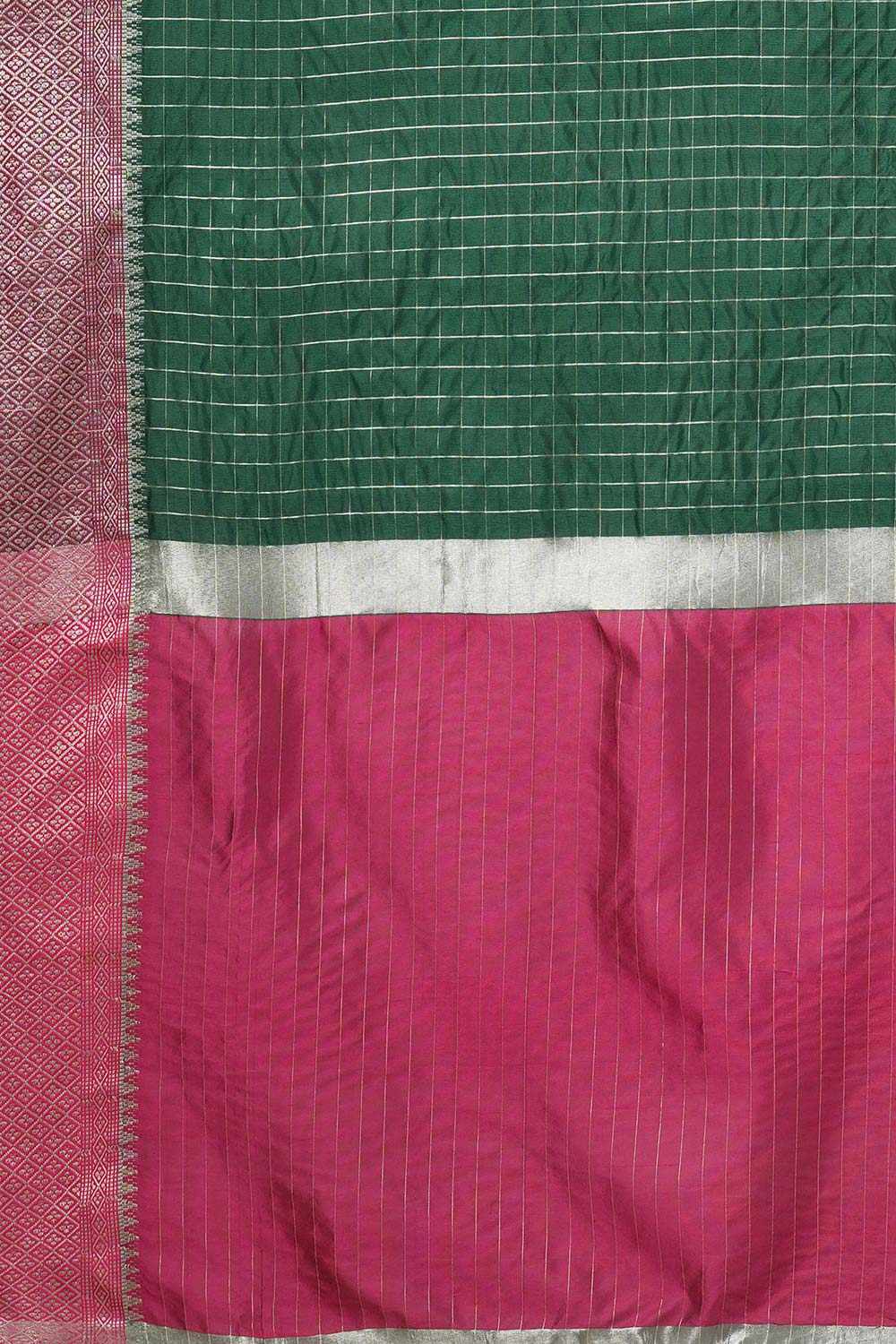 Aura Green & Magenta Silk Jacquard One Minute Saree