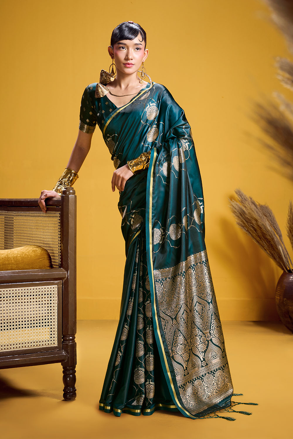 Buy Gold Zari Sarees Online USA | Ready to Wear Zari Sarees – ONE