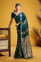 Vama Bottle Green Pure Satin Handloom Weaving Ready to Wear Saree