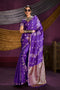 Akari Royal Purple Pure Satin Handloom Weaving Silk Ready to Wear Saree