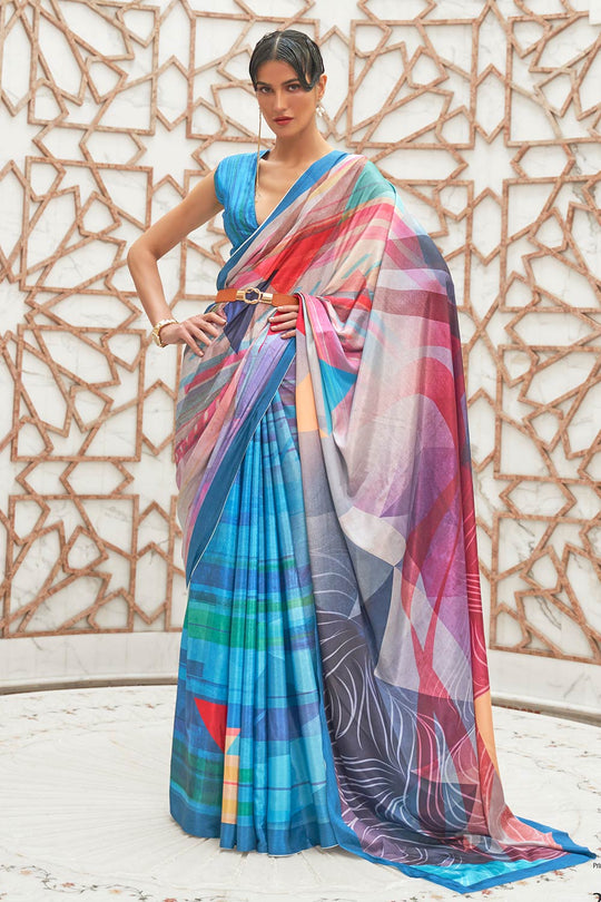 Kari Multi-Color Printed Silk One Minute Saree