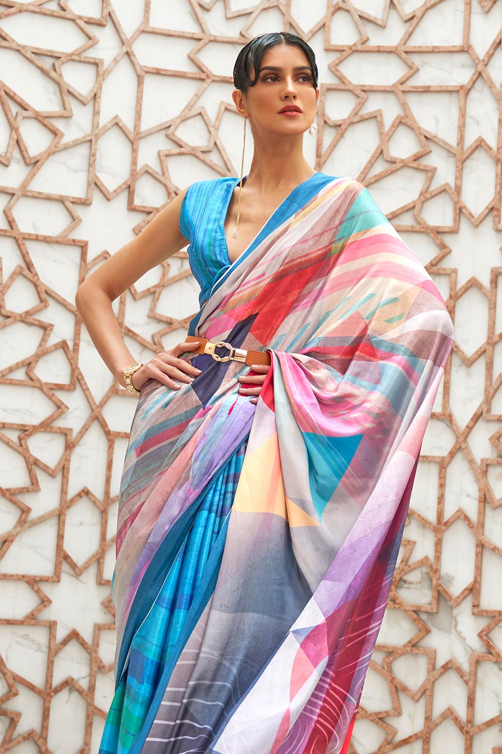 Kari Multi-Color Printed Silk One Minute Saree