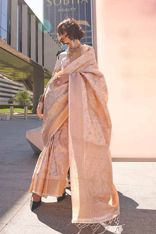 Zainab Off White Silk Woven Ready to Wear One Minute Saree