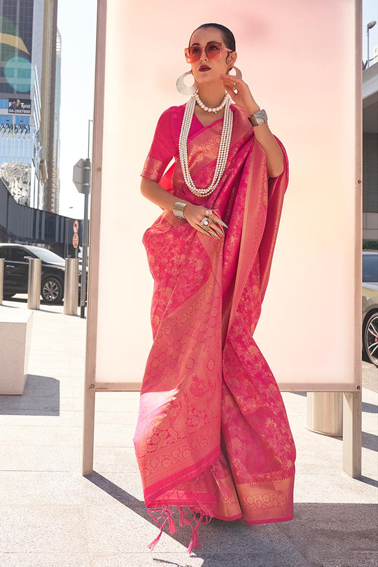 Zainab Red Silk Woven Ready to Wear One Minute Saree