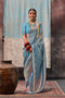 Jabari Blue Silk Woven Ready to Wear One Minute Saree