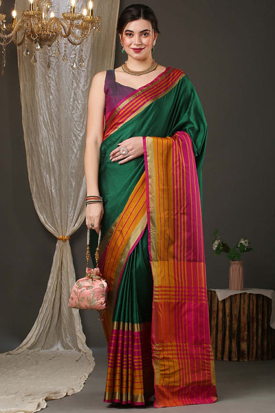 Jura Green Silk Jacquard One Minute Saree