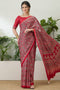 Anouk Red Modal Classic Ajrakh Printed Ready to Wear One Minute Saree