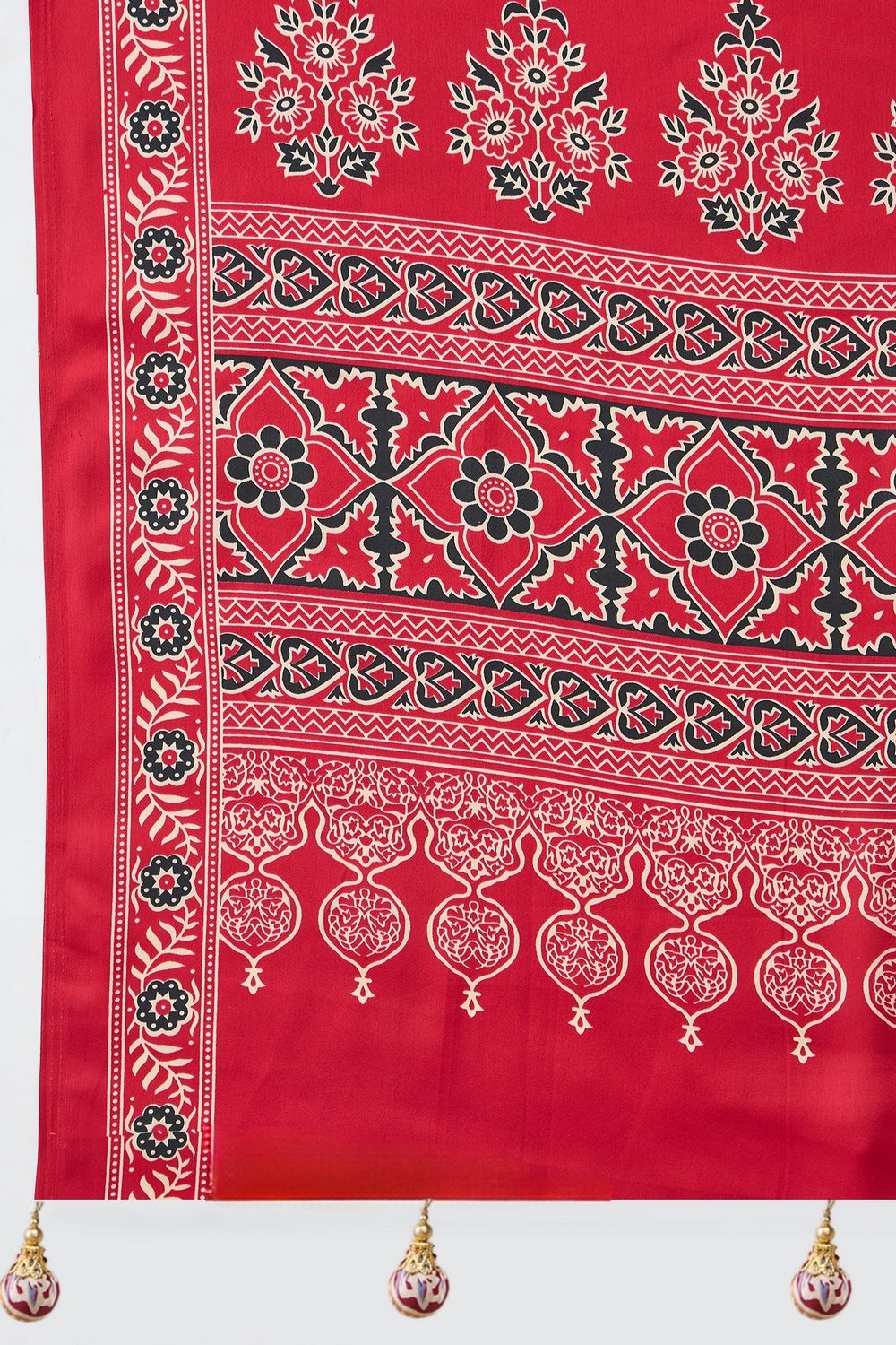 Anouk Red Modal Classic Ajrakh Printed Ready to Wear One Minute Saree
