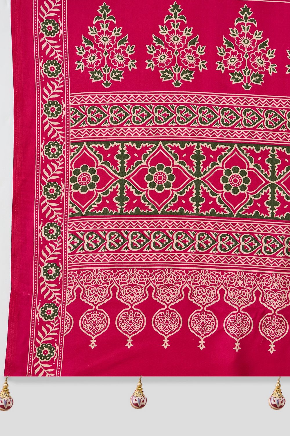 Anouk Pink Modal Classic Ajrakh Printed Ready to Wear One Minute Saree