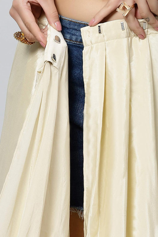 Noor Cream Royal Embroidered Crepe One Minute Saree