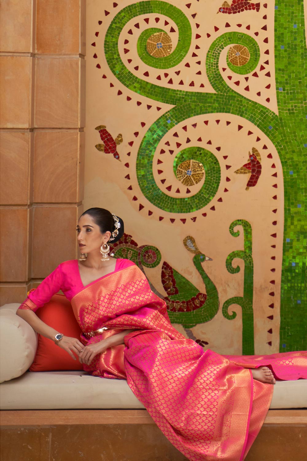 Ilona Pink Handloom Weaving Silk Saree One Minute Saree