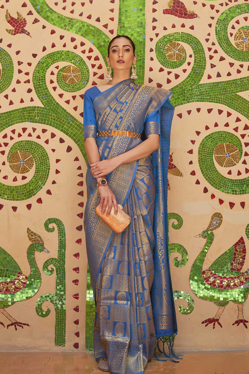 Ilona Blue Handloom Weaving Silk Saree One Minute Saree