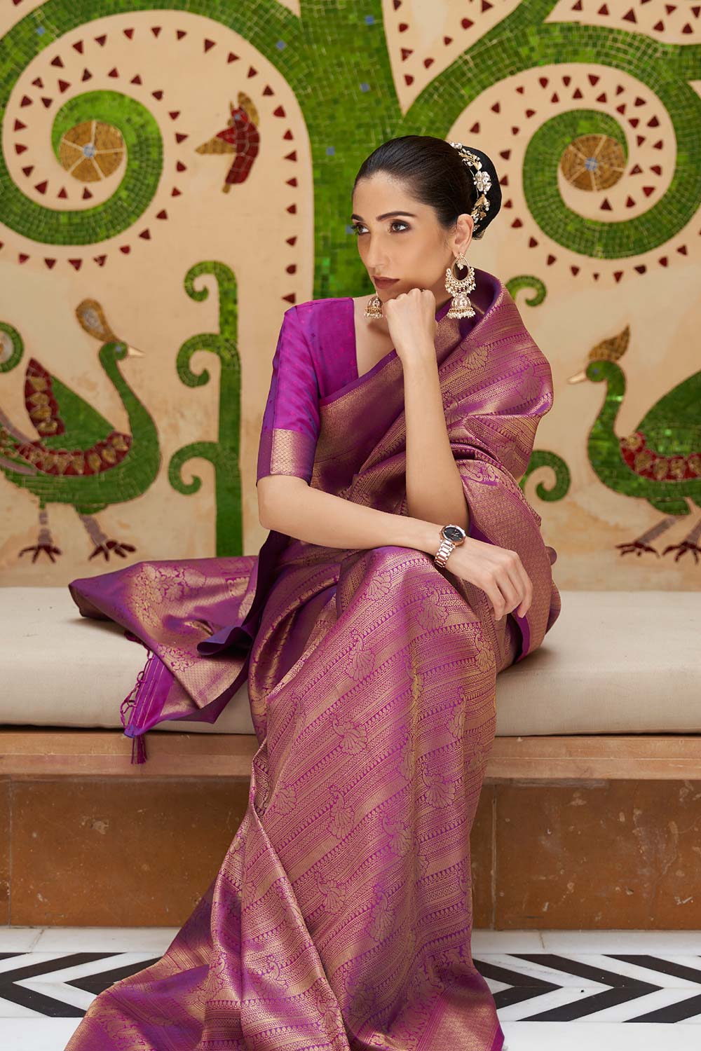 Ilona Purple Handloom Weaving Silk Saree One Minute Saree
