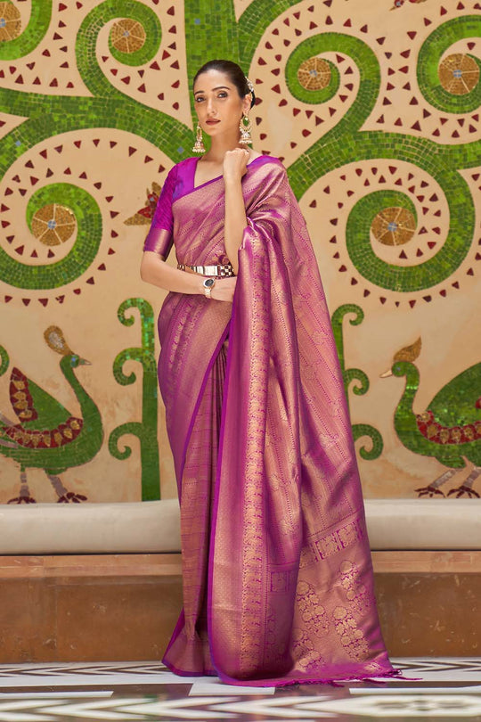 Ilona Purple Handloom Weaving Silk Saree One Minute Saree