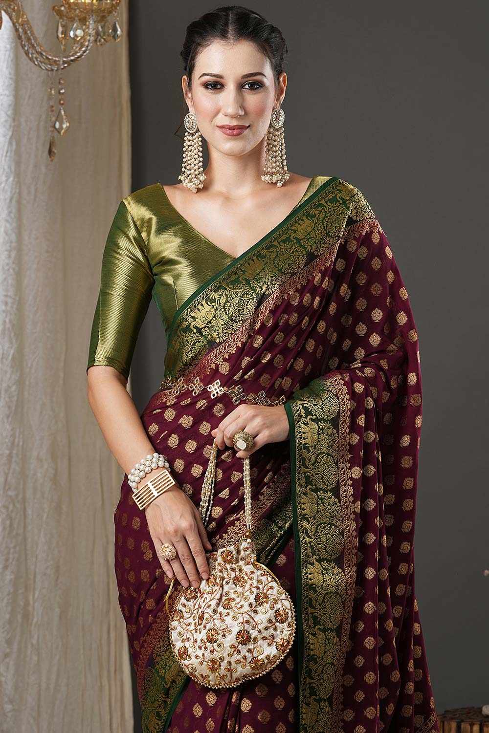 Tina Brown Georgette Printed One Minute Saree