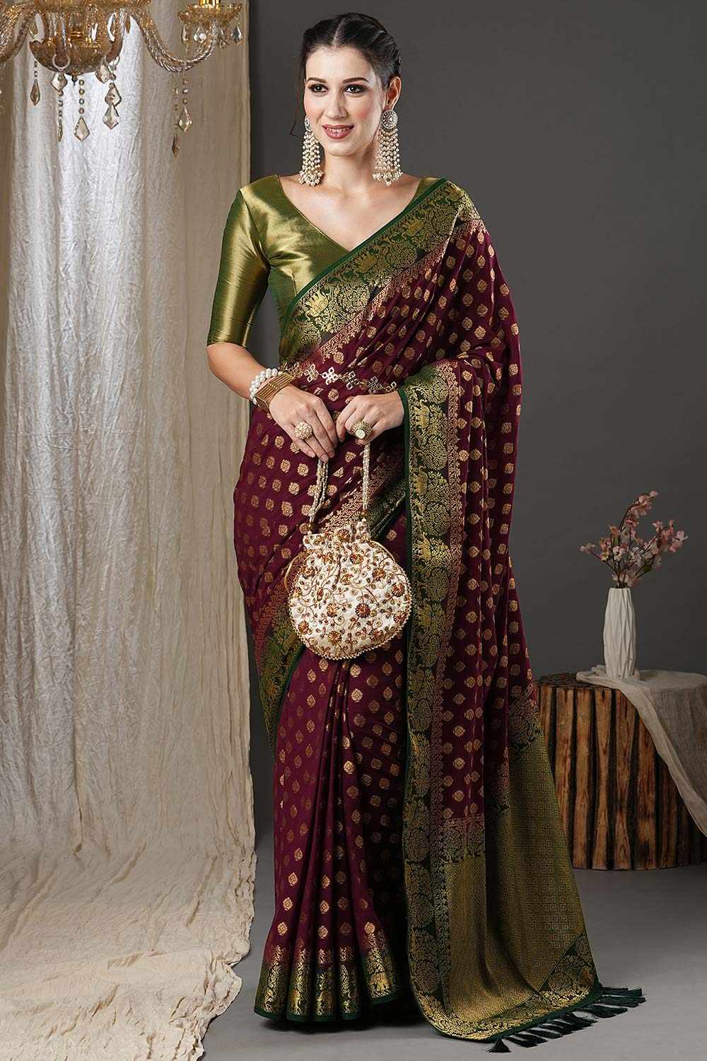 Tina Brown Georgette Printed One Minute Saree