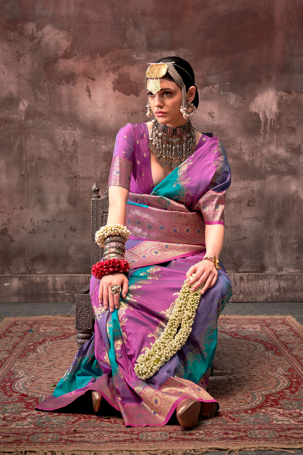 Kaia Multicolor Silk Woven Ready to Wear One Minute Saree