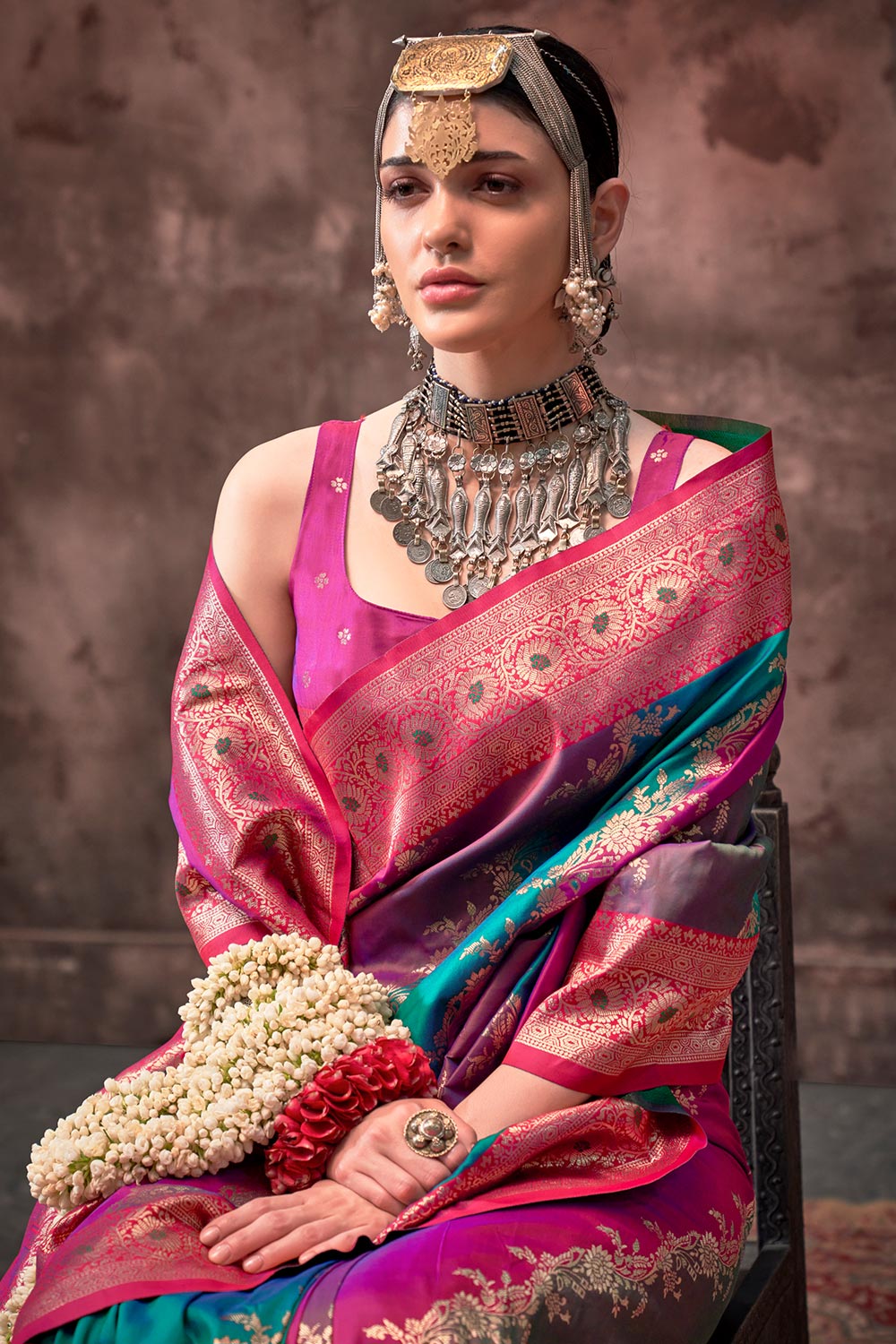 Kaia Multicolor Silk Woven Ready to Wear One Minute Saree