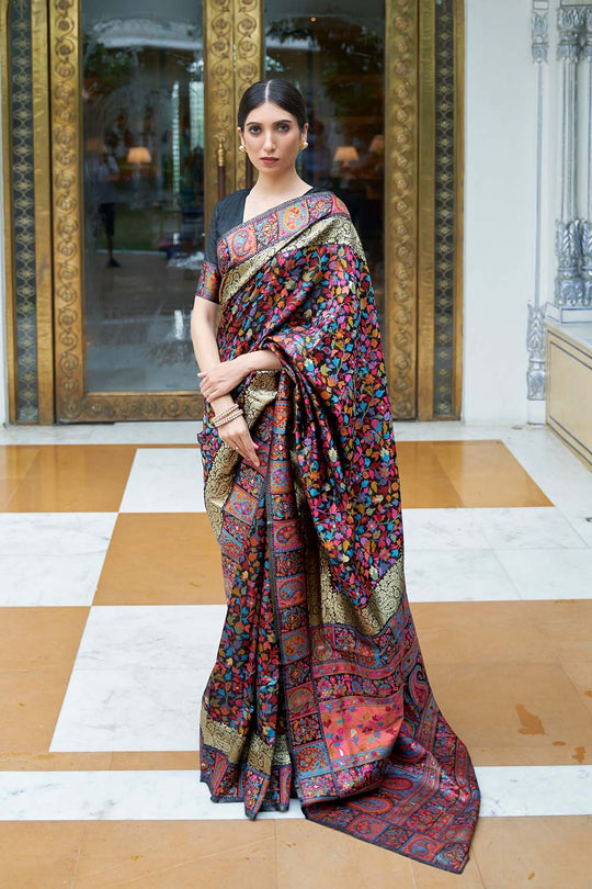 Katrina Multi Color Modal Handloom Weaving Silk One Minute Saree