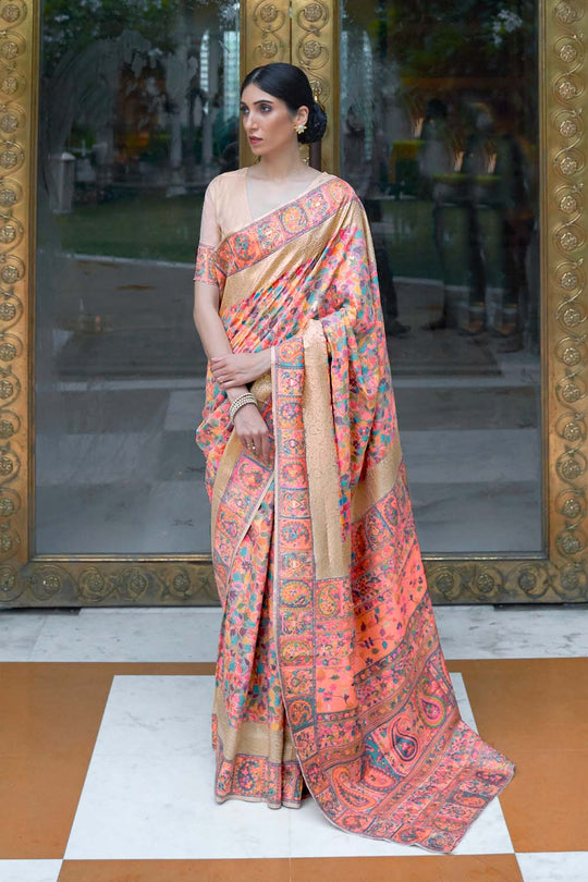 Katrina Gold Modal Handloom Weaving Silk One Minute Saree