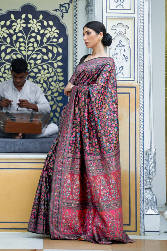 Katrina Multi Color Modal Handloom Weaving Silk One Minute Saree