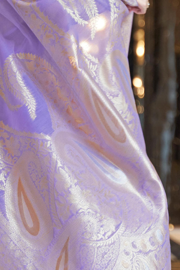 Nyssa Lavender Linen Handloom One Minute Saree