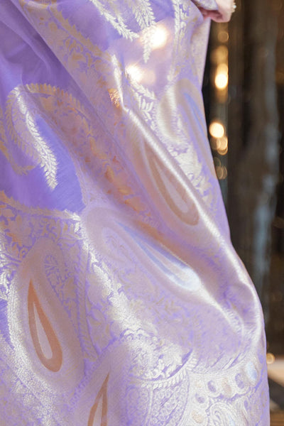 Nyssa Lavender Linen Handloom One Minute Saree