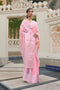 Aiya Pink Linen Handloom Weaving One Minute Saree