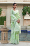 Aiya Green Linen Handloom Weaving One Minute Saree