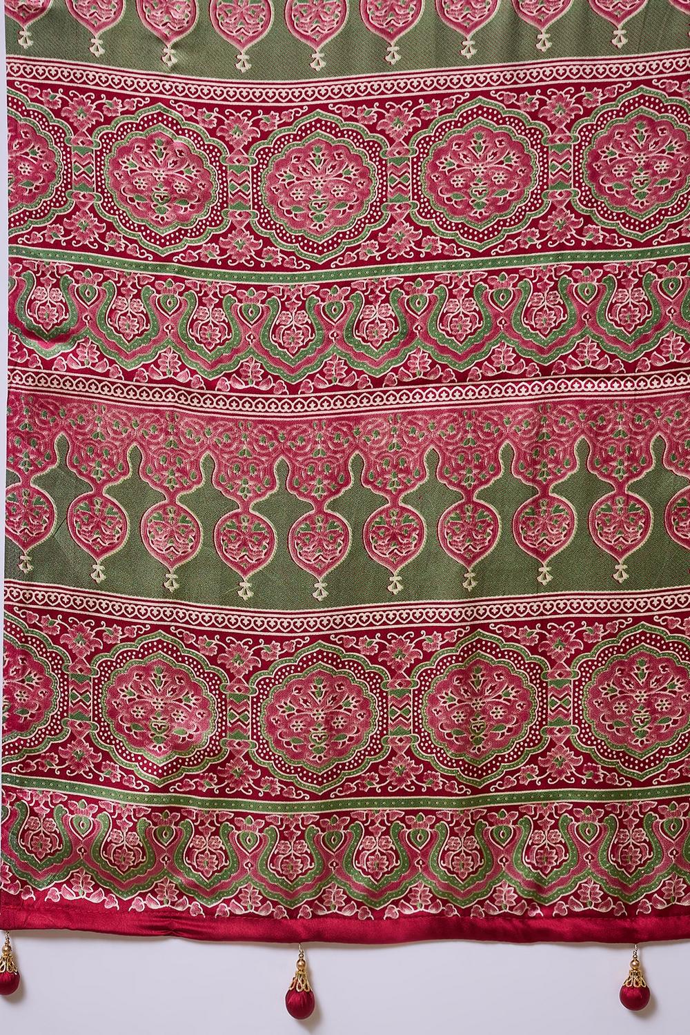 Aqila Red Modal Ajrakh Printed Ready to Wear One Minute Saree