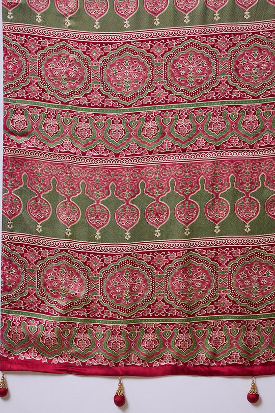 Aqila Red Modal Ajrakh Printed Ready to Wear One Minute Saree