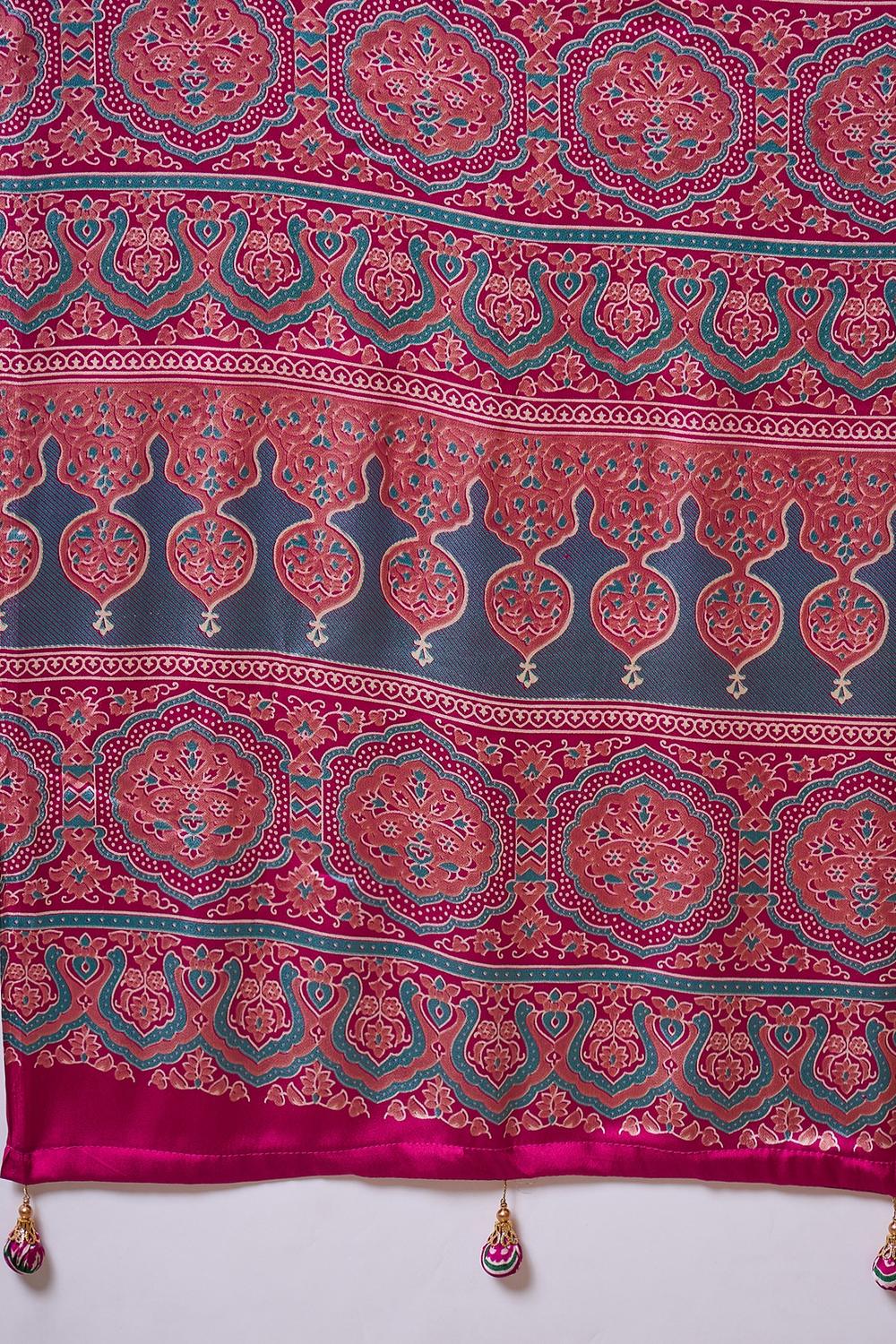 Aqila Pink Modal Ajrakh Printed Ready to Wear One Minute Saree