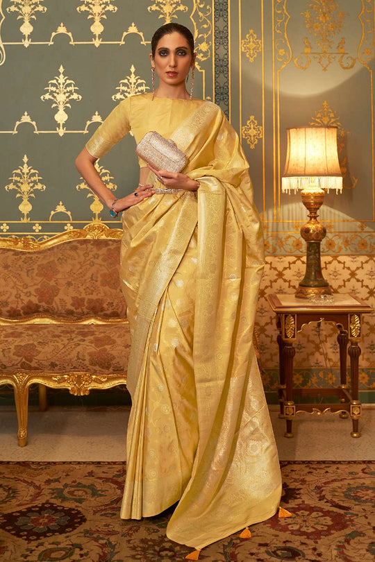 Shika Yellow Weaving Silk One Minute Saree