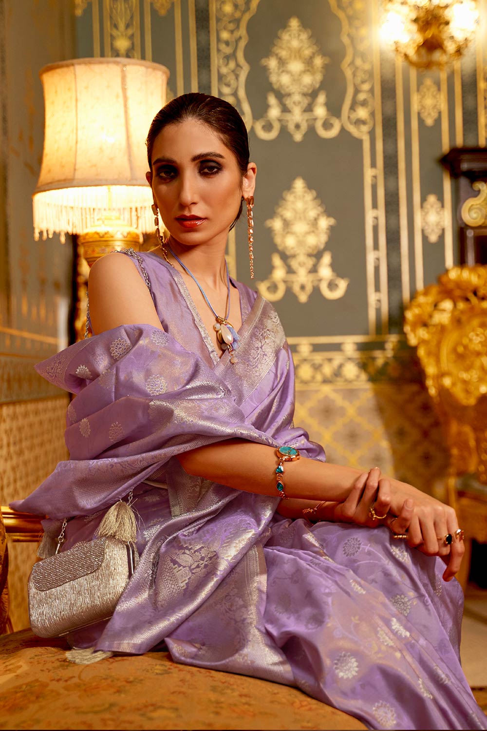 Shika Purple Weaving Silk One Minute Saree