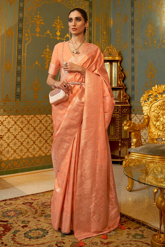 Shika Peach Weaving Silk One Minute Saree