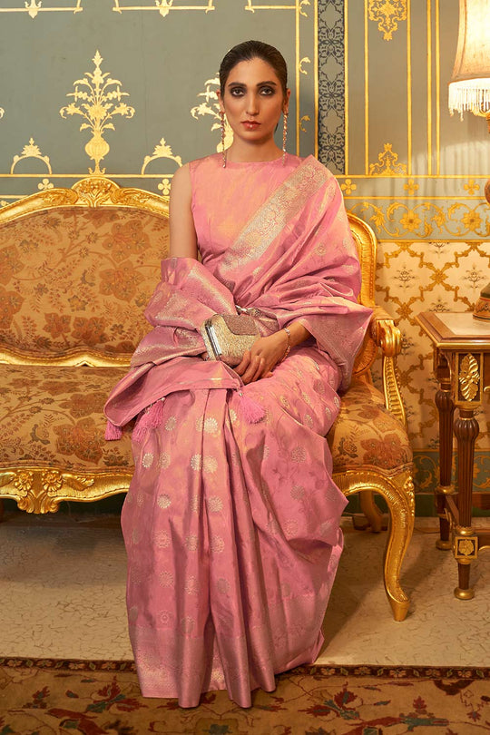 Shika Pink Weaving Silk One Minute Saree