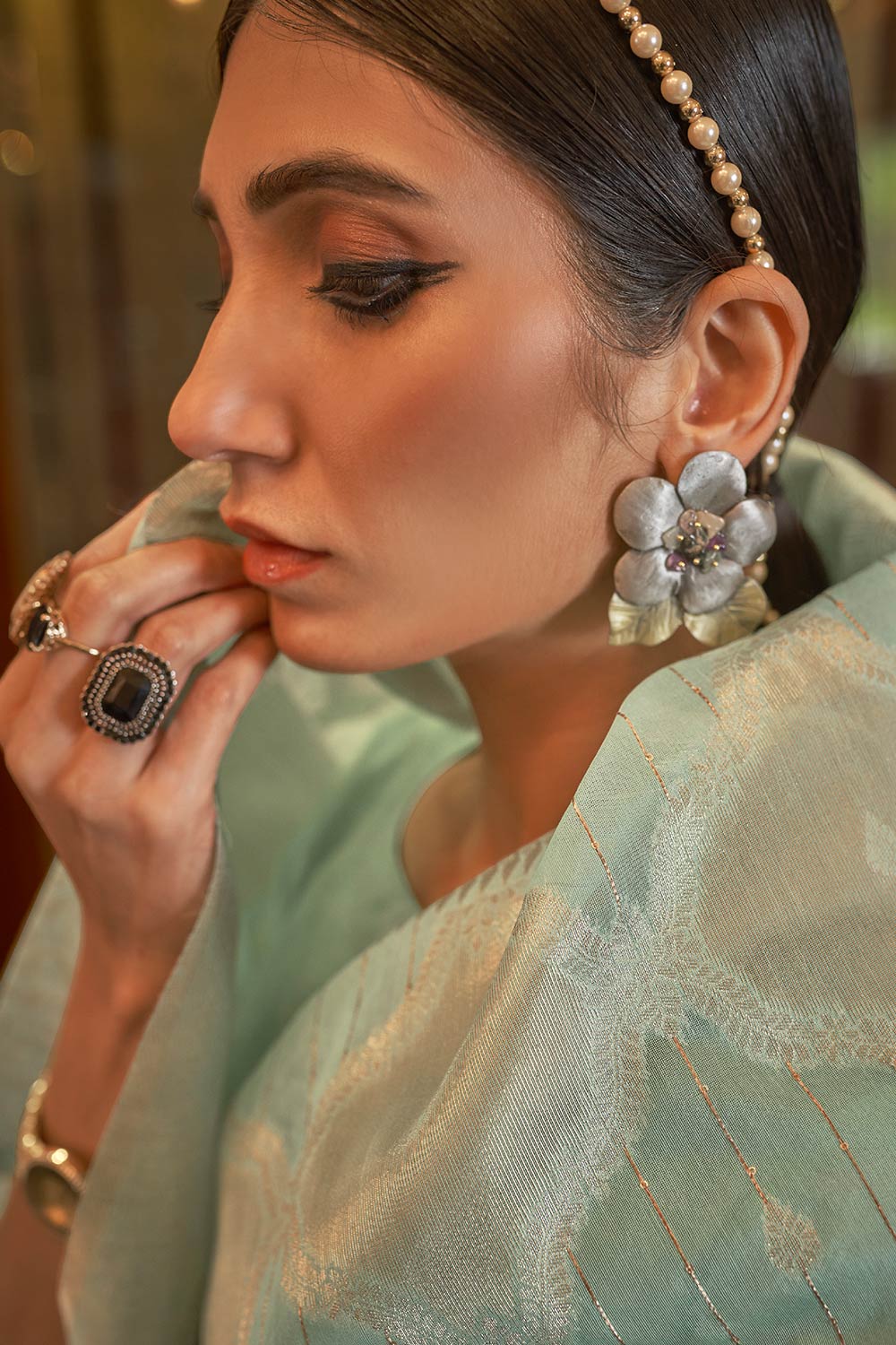 Korin Blue Modal Silk Zari & Sequins One Minute Saree